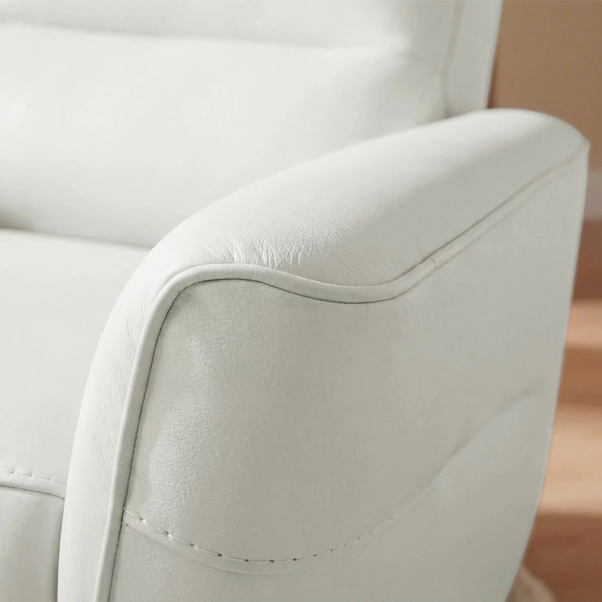 Aiden & Ivy Spencer Cream Leather Manual Reclining Chair, view 6