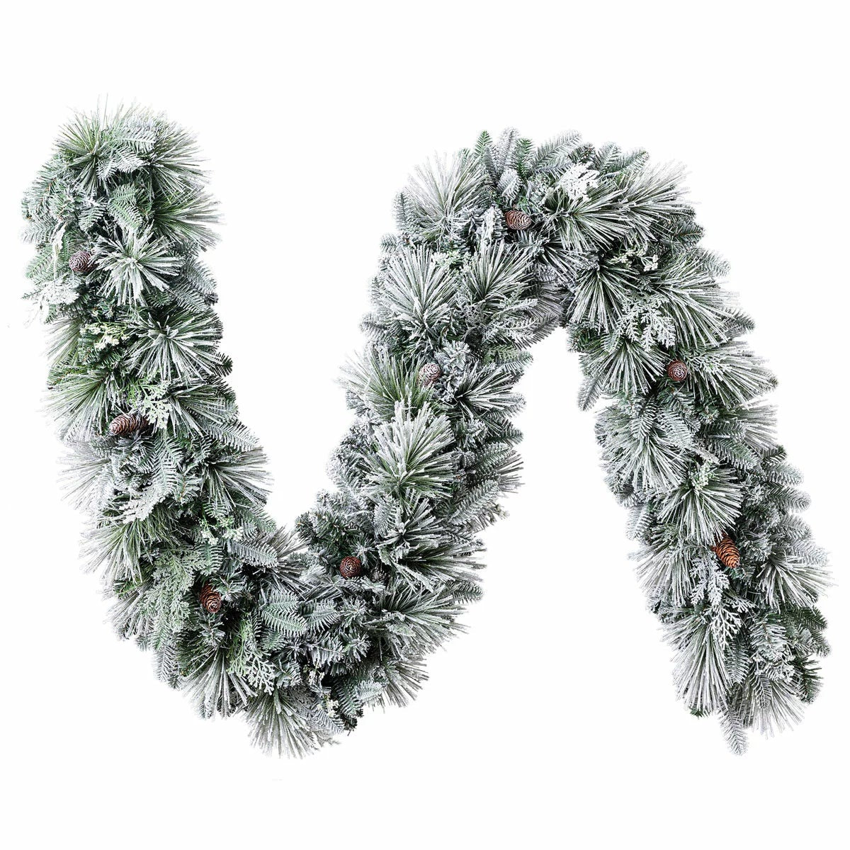 9ft Pre-Lit Flocked Garland With Twinkle LED Lights, view 3
