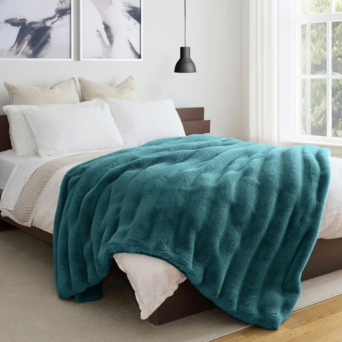Safdie Faux Rabbit Fur Blanket, 234 x 249 cm, view 3