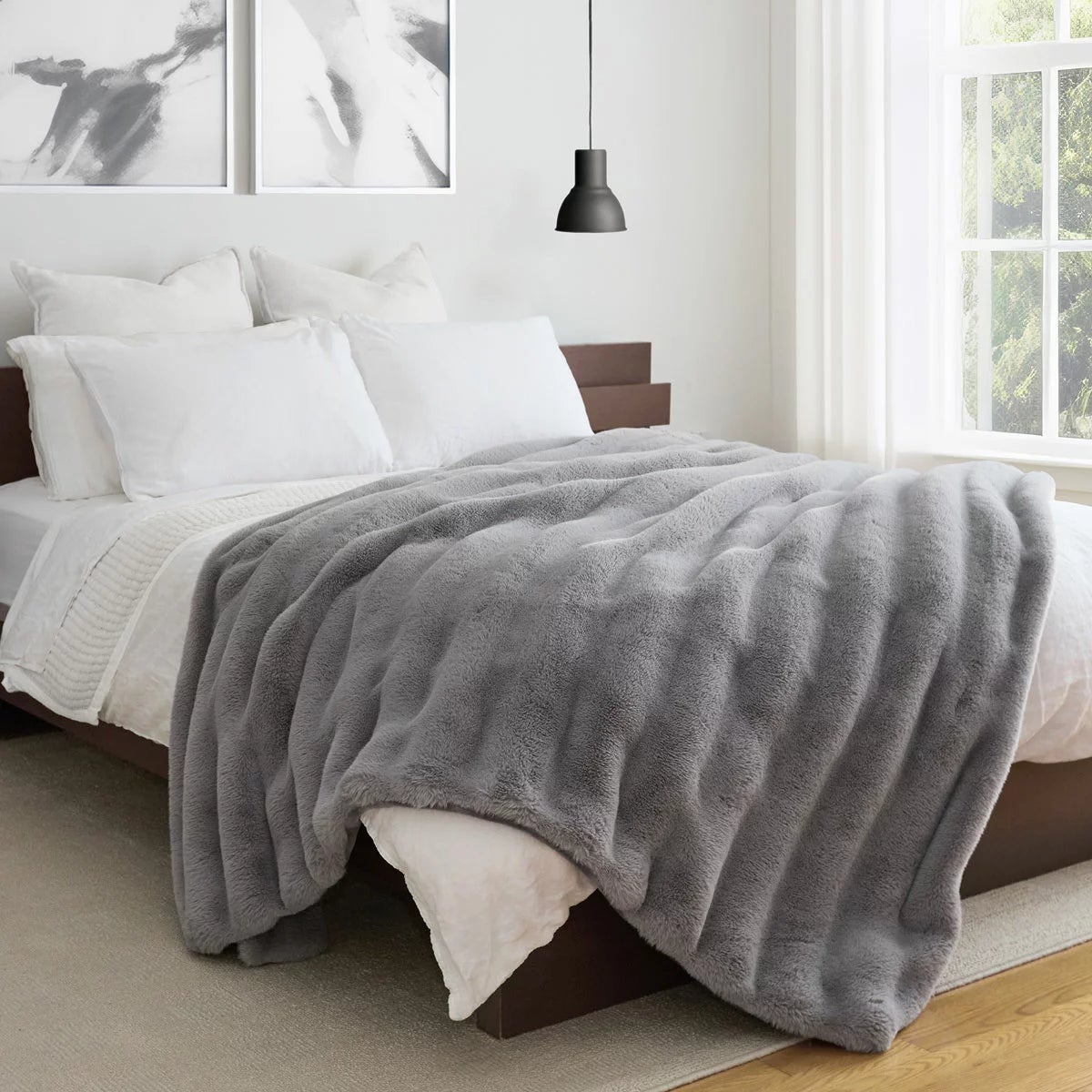Safdie Faux Rabbit Fur Blanket, 234 x 249 cm, view 12