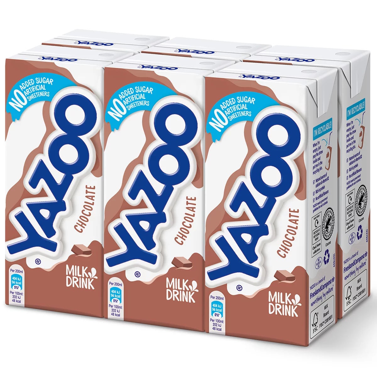 Yazoo Chocolate Milkshake, 5x6x200ml