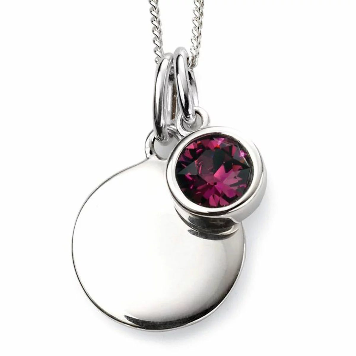 Beginnings Sterling Silver Birthstone Pendant Necklace & Disc on Chain, Personalisation Available, view 11