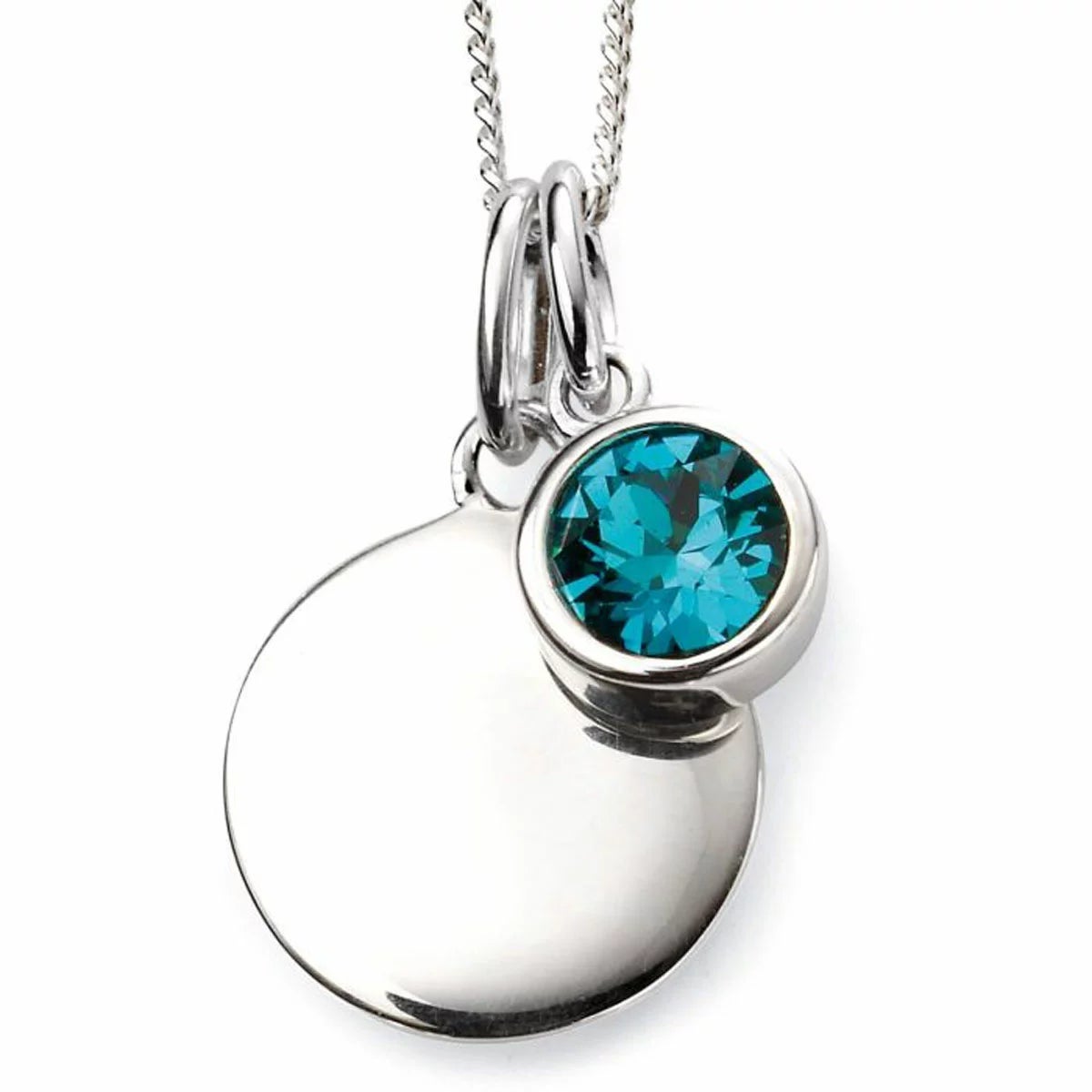 Beginnings Sterling Silver Birthstone Pendant Necklace & Disc on Chain, Personalisation Available, view 31
