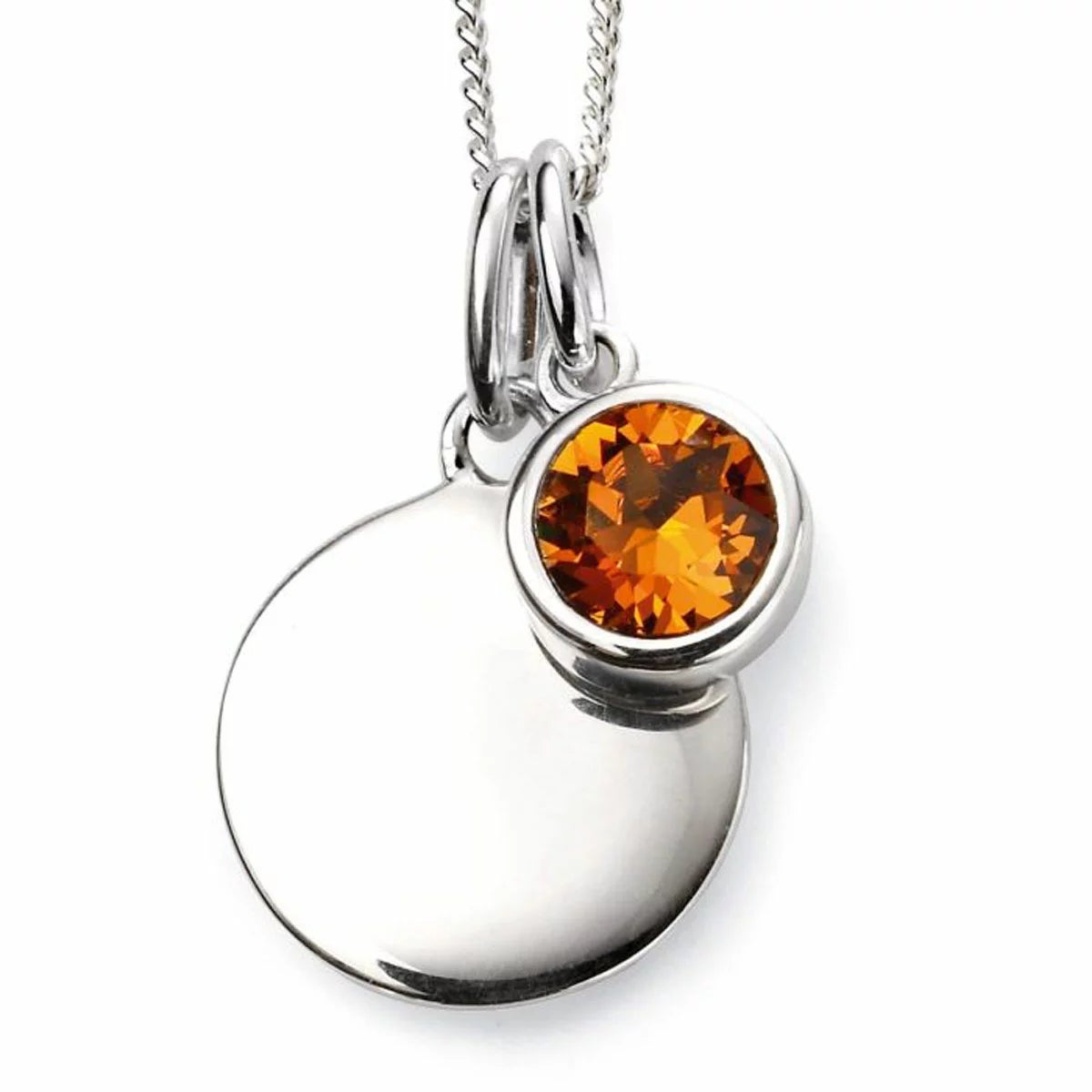 Beginnings Sterling Silver Birthstone Pendant Necklace & Disc on Chain, Personalisation Available, view 29
