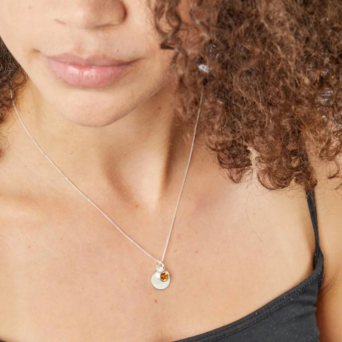 Beginnings Sterling Silver Birthstone Pendant Necklace & Disc on Chain, Personalisation Available, view 30