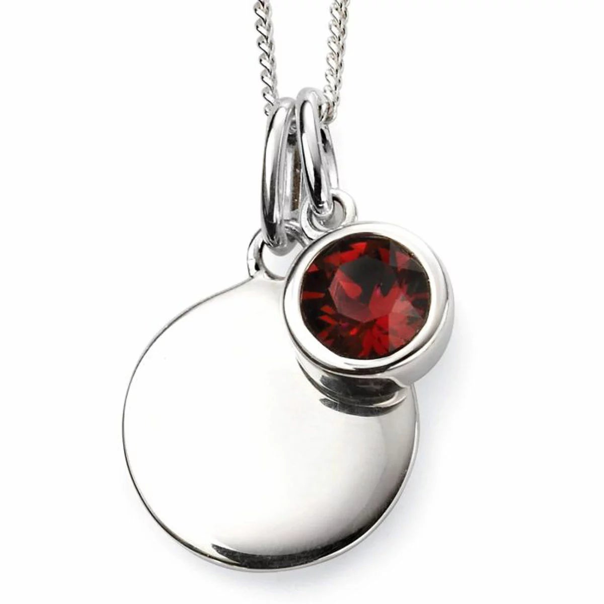 Beginnings Sterling Silver Birthstone Pendant Necklace & Disc on Chain, Personalisation Available, view 9
