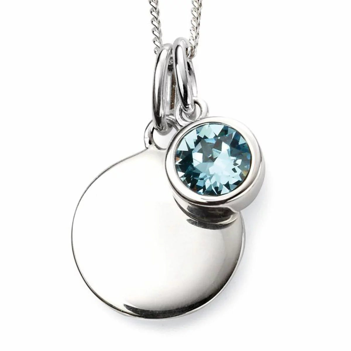 Beginnings Sterling Silver Birthstone Pendant Necklace & Disc on Chain, Personalisation Available, view 13
