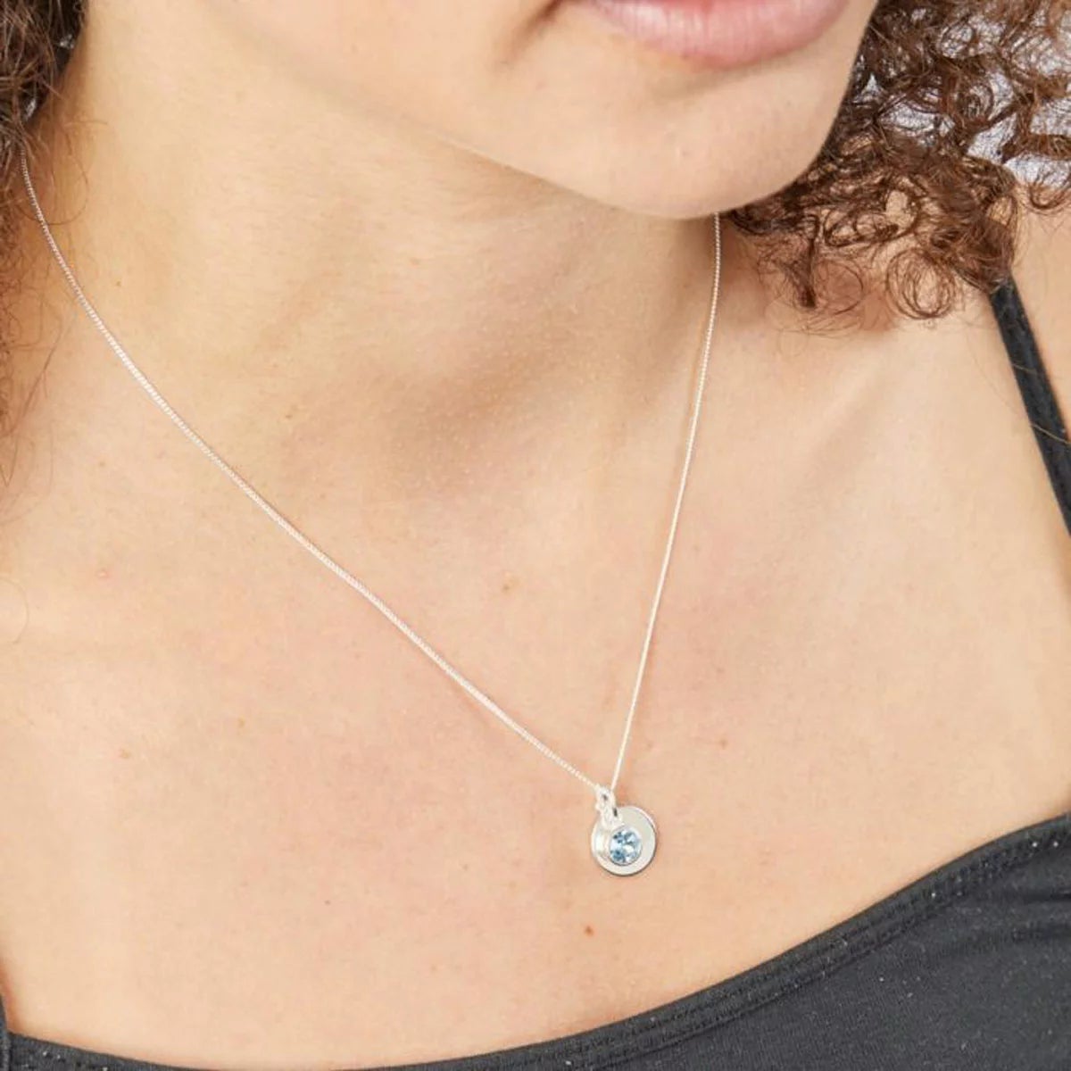 Beginnings Sterling Silver Birthstone Pendant Necklace & Disc on Chain, Personalisation Available, view 14