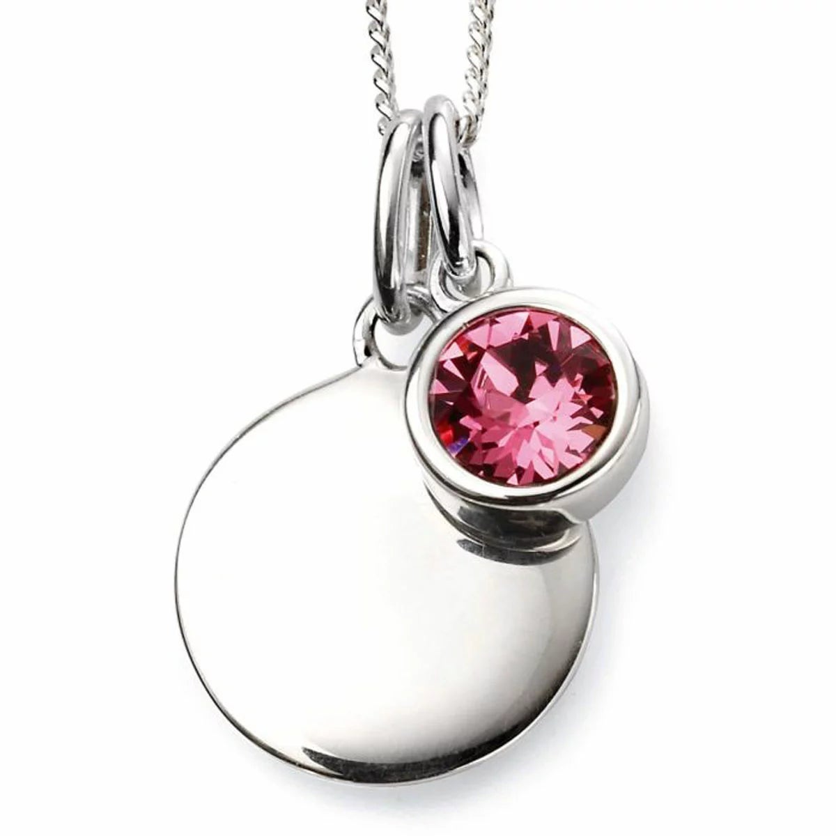 Beginnings Sterling Silver Birthstone Pendant Necklace & Disc on Chain, Personalisation Available, view 27