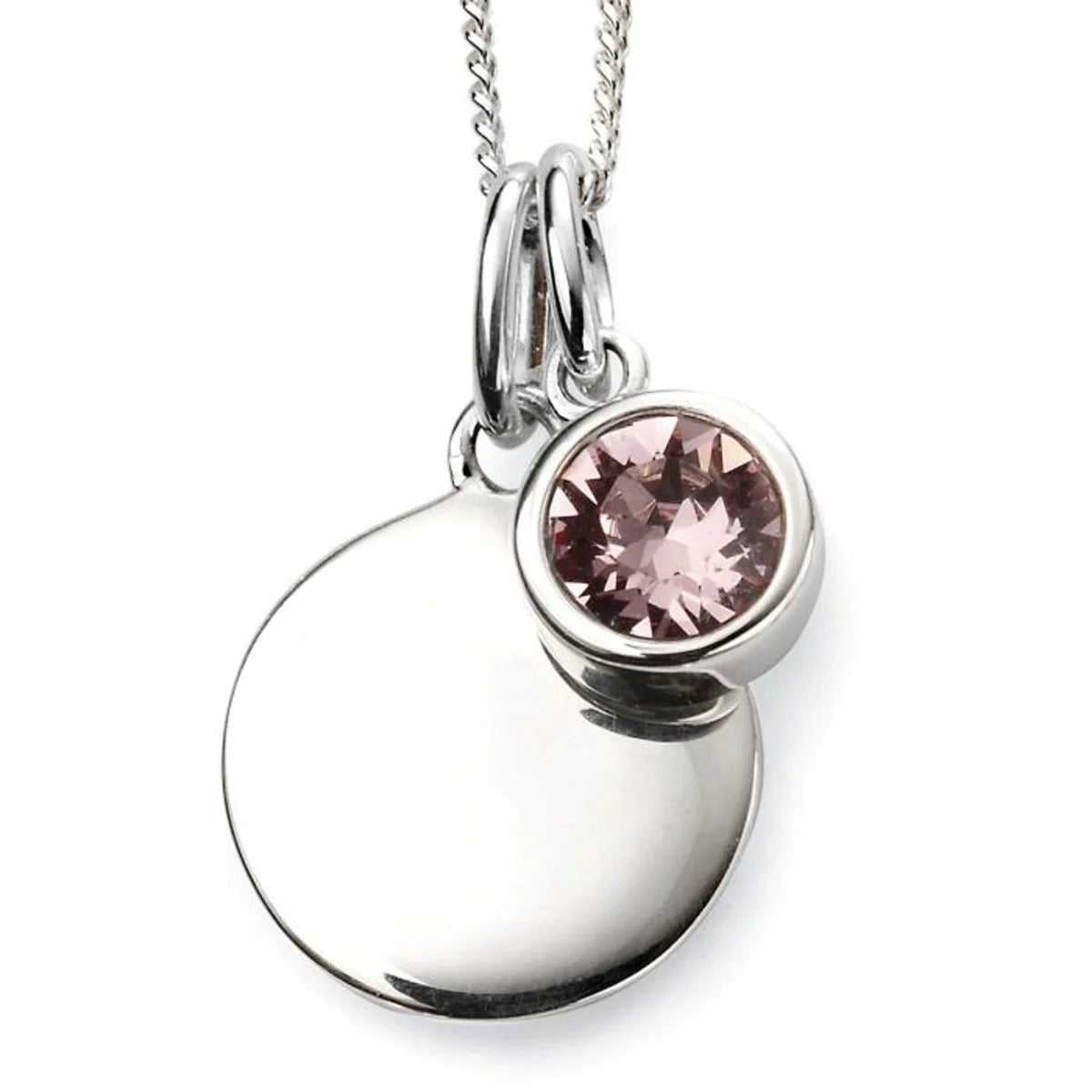 Beginnings Sterling Silver Birthstone Pendant Necklace & Disc on Chain, Personalisation Available, view 19