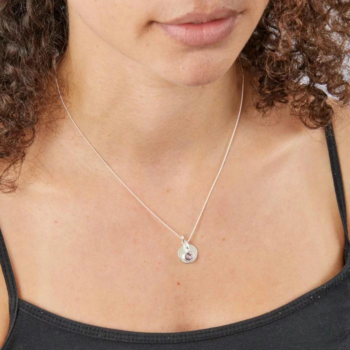 Beginnings Sterling Silver Birthstone Pendant Necklace & Disc on Chain, Personalisation Available, view 20