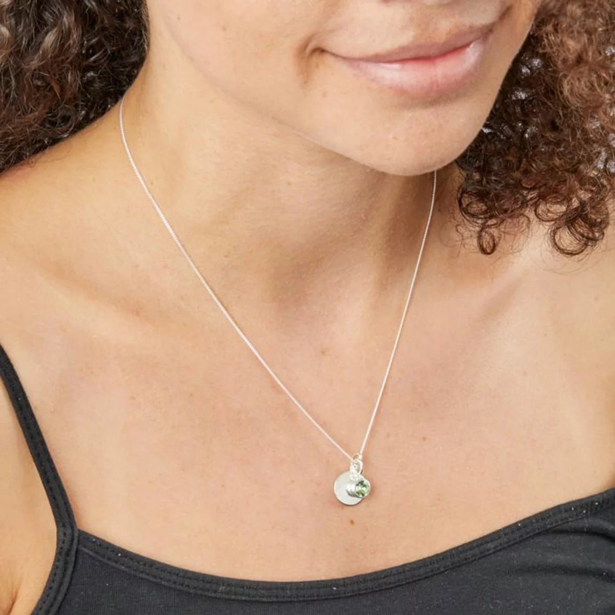 Beginnings Sterling Silver Birthstone Pendant Necklace & Disc on Chain, Personalisation Available, view 24
