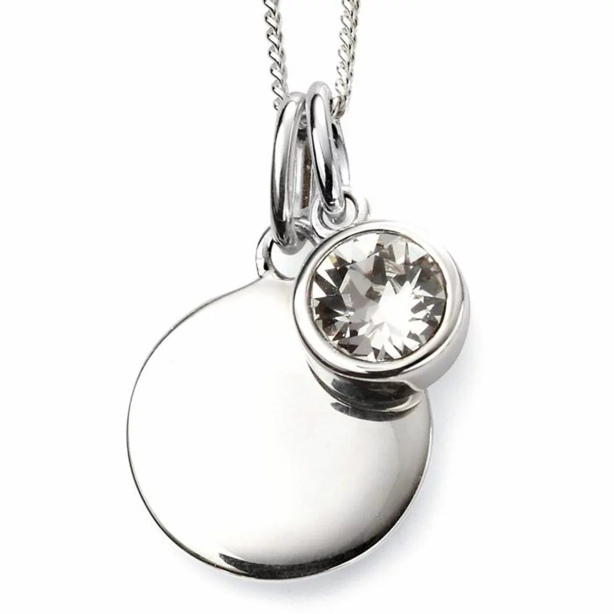 Beginnings Sterling Silver Birthstone Pendant Necklace & Disc on Chain, Personalisation Available, view 15