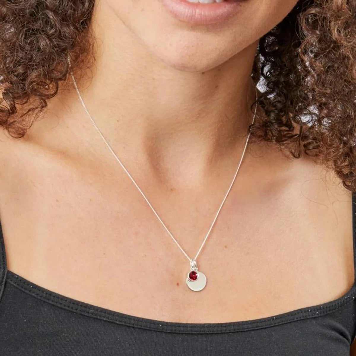 Beginnings Sterling Silver Birthstone Pendant Necklace & Disc on Chain, Personalisation Available, view 22