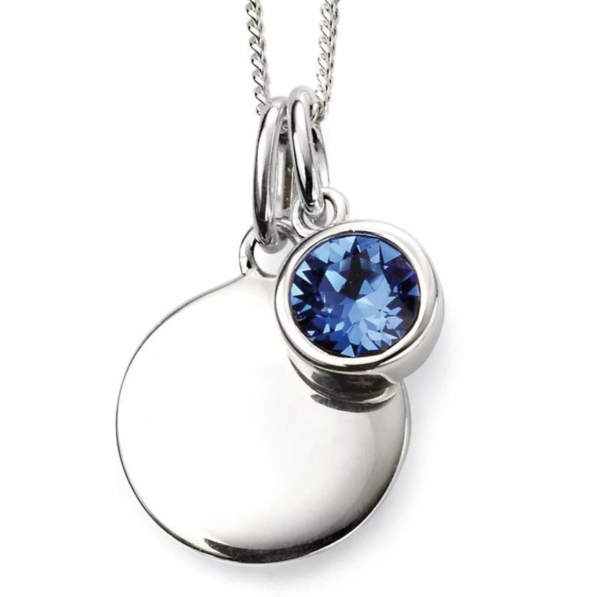 Beginnings Sterling Silver Birthstone Pendant Necklace & Disc on Chain, Personalisation Available, view 25