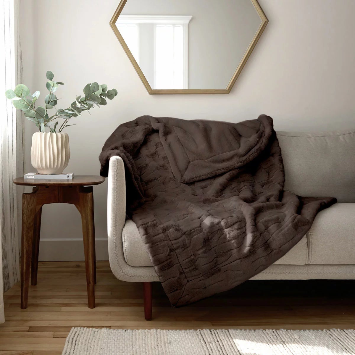 Safdie Luxury Faux Rabbit Fur Throw, 127 x 178 cm, view 2