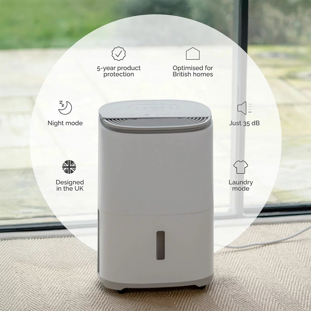 MeacoDry Arete One 10L Dehumidifier & Air Purifier in Warm Pebble, view 4