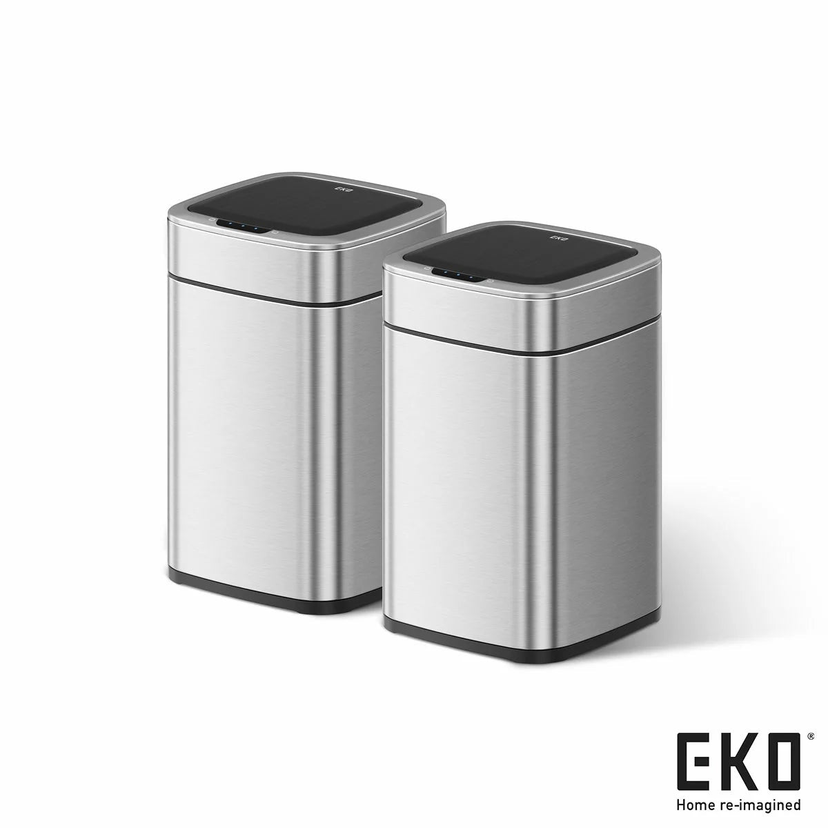 EKO Ecosmart Pro 10L Matte Stainless Steel Motion Sensor Bin, 2 Pack