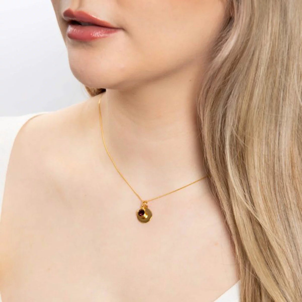 Beginnings Gold Plated Sterling Silver Birthstone Pendant Necklace & Disc on Chain, Personalisation Available, view 9