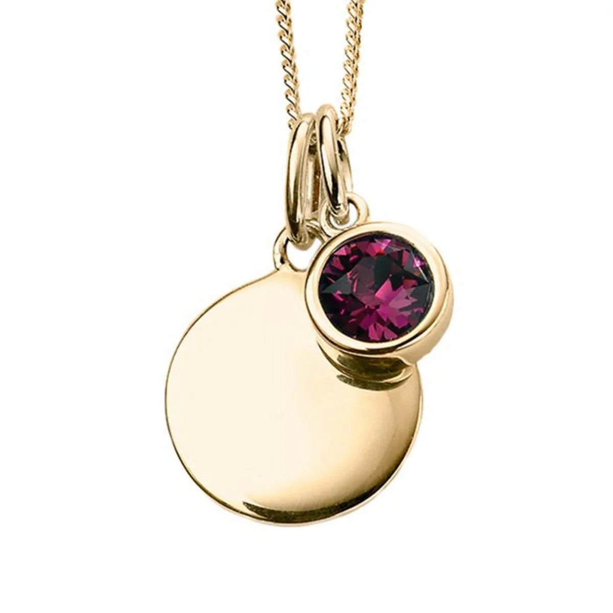 Beginnings Gold Plated Sterling Silver Birthstone Pendant Necklace & Disc on Chain, Personalisation Available, view 11