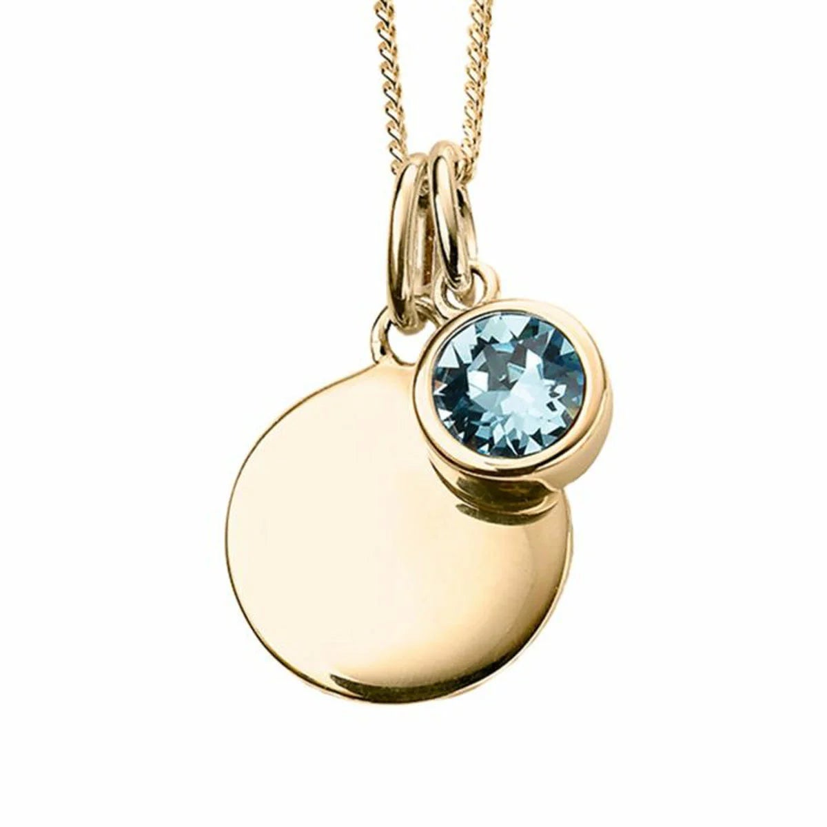 Beginnings Gold Plated Sterling Silver Birthstone Pendant Necklace & Disc on Chain, Personalisation Available, view 13