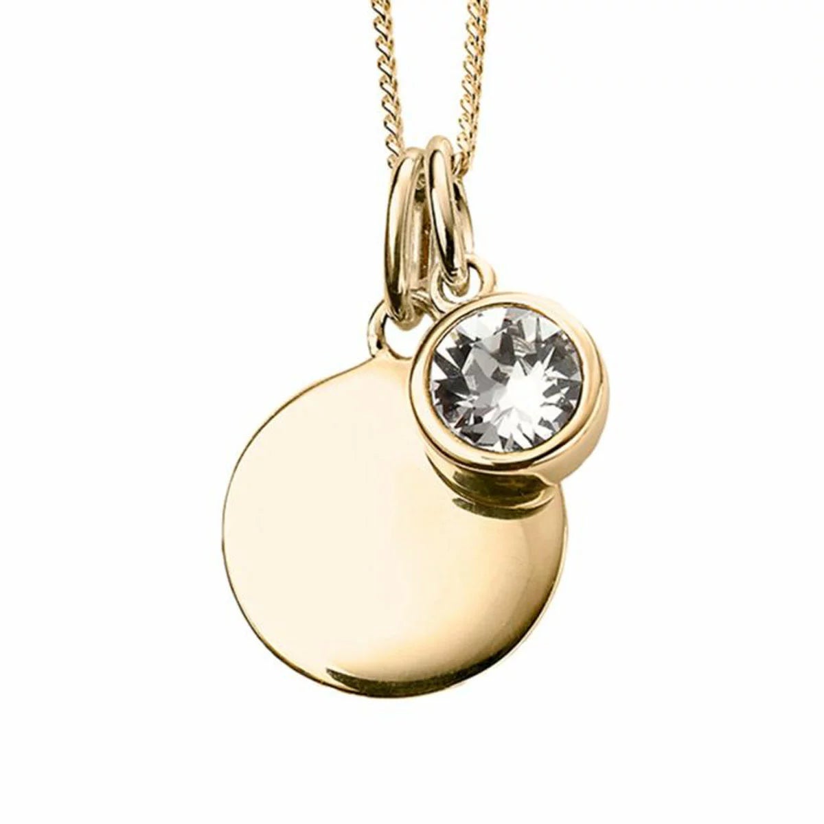 Beginnings Gold Plated Sterling Silver Birthstone Pendant Necklace & Disc on Chain, Personalisation Available, view 15