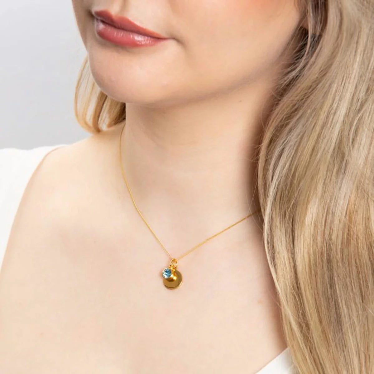 Beginnings Gold Plated Sterling Silver Birthstone Pendant Necklace & Disc on Chain, Personalisation Available, view 14