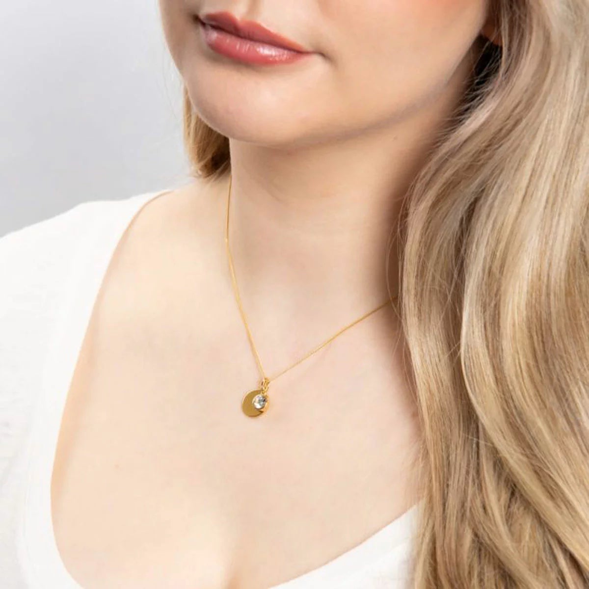 Beginnings Gold Plated Sterling Silver Birthstone Pendant Necklace & Disc on Chain, Personalisation Available, view 16