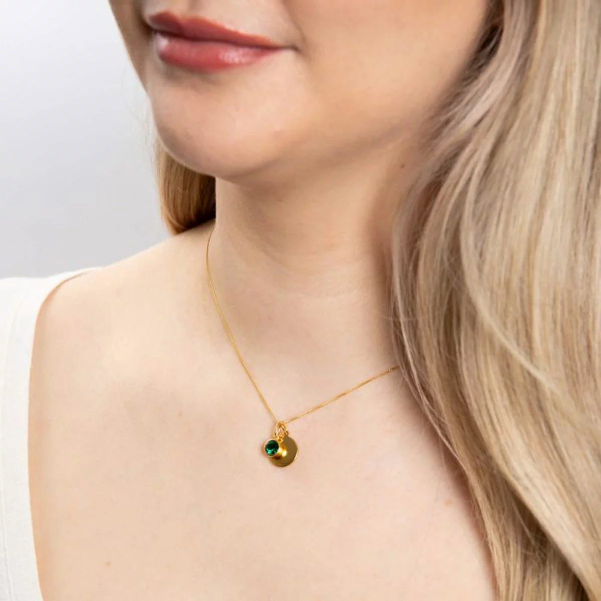 Beginnings Gold Plated Sterling Silver Birthstone Pendant Necklace & Disc on Chain, Personalisation Available, view 18
