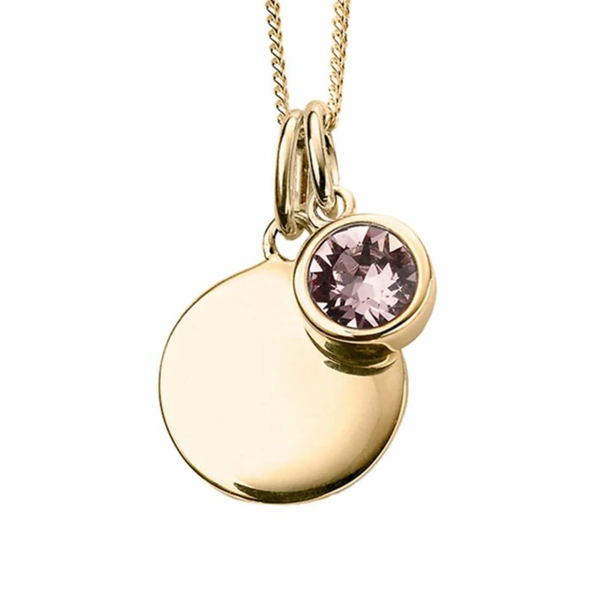 Beginnings Gold Plated Sterling Silver Birthstone Pendant Necklace & Disc on Chain, Personalisation Available, view 19