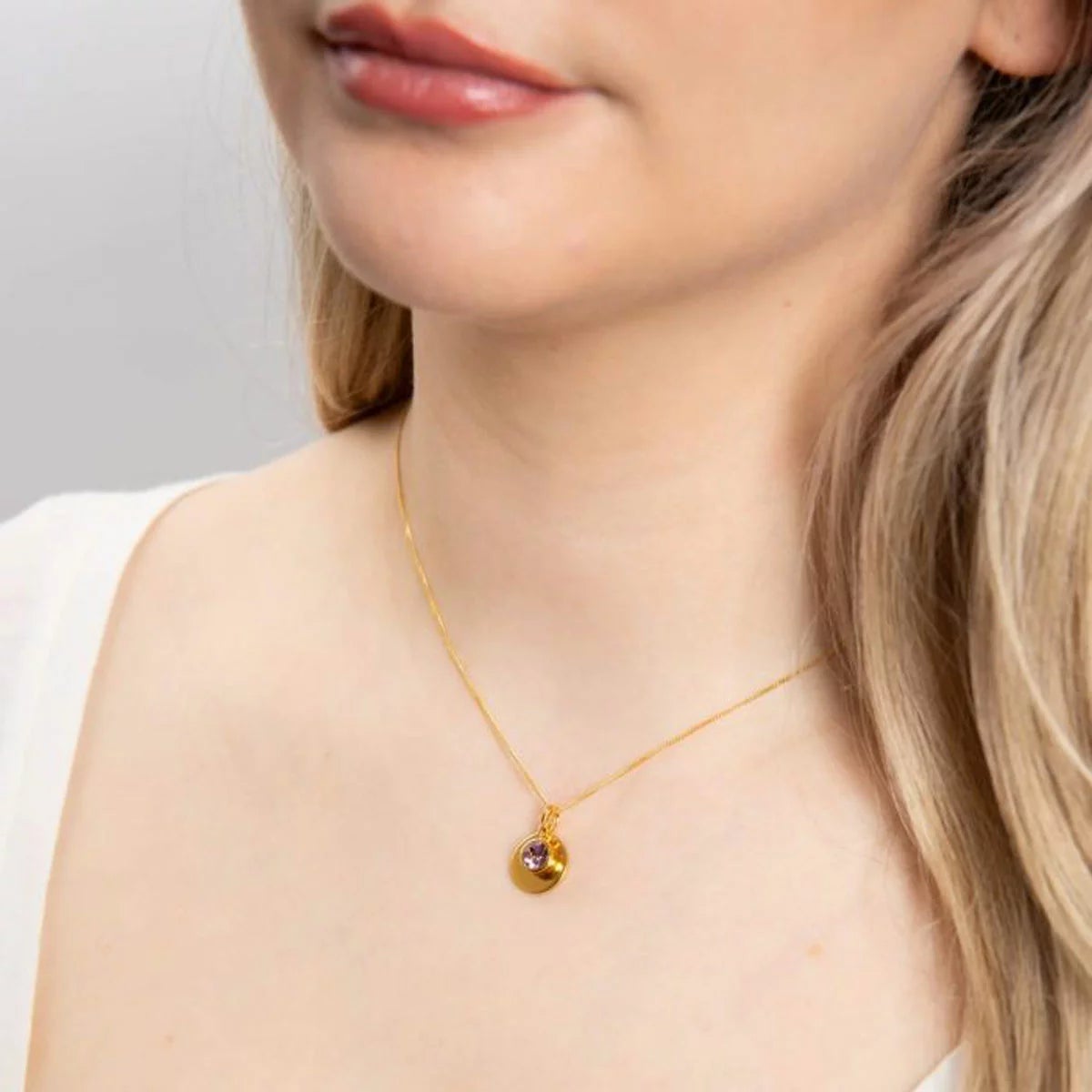 Beginnings Gold Plated Sterling Silver Birthstone Pendant Necklace & Disc on Chain, Personalisation Available, view 20