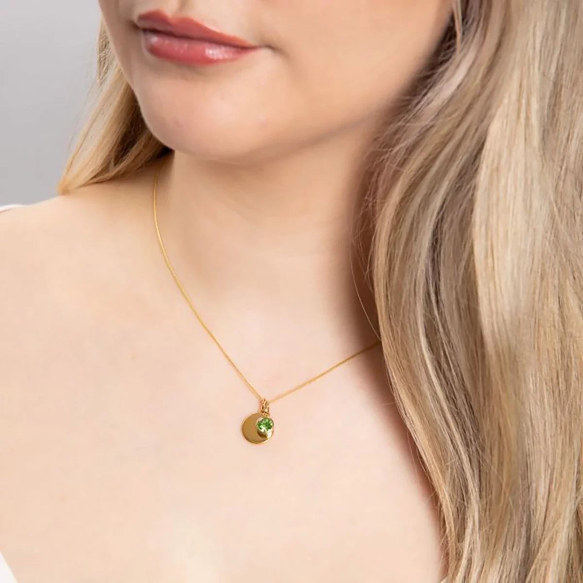 Beginnings Gold Plated Sterling Silver Birthstone Pendant Necklace & Disc on Chain, Personalisation Available, view 24