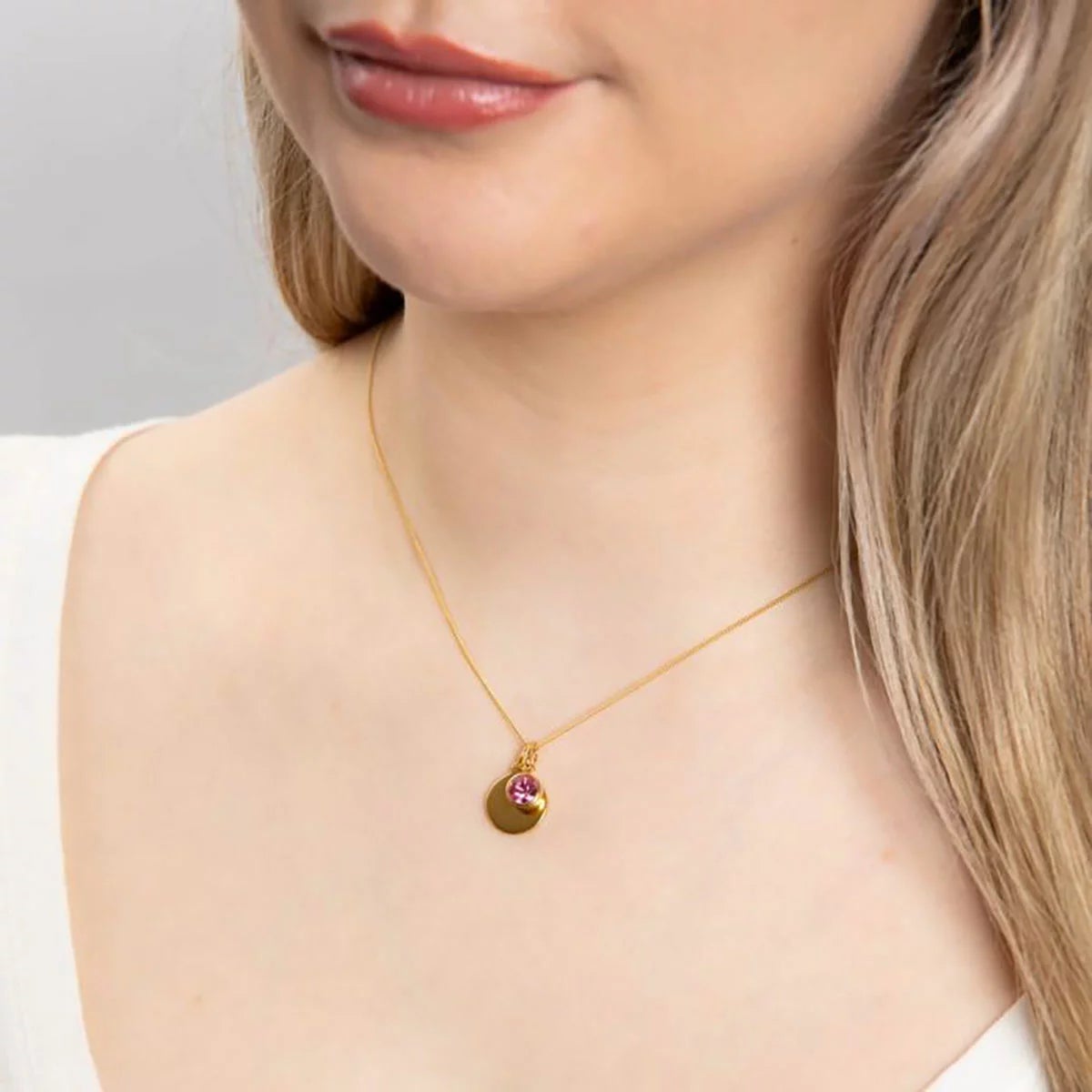 Beginnings Gold Plated Sterling Silver Birthstone Pendant Necklace & Disc on Chain, Personalisation Available, view 28