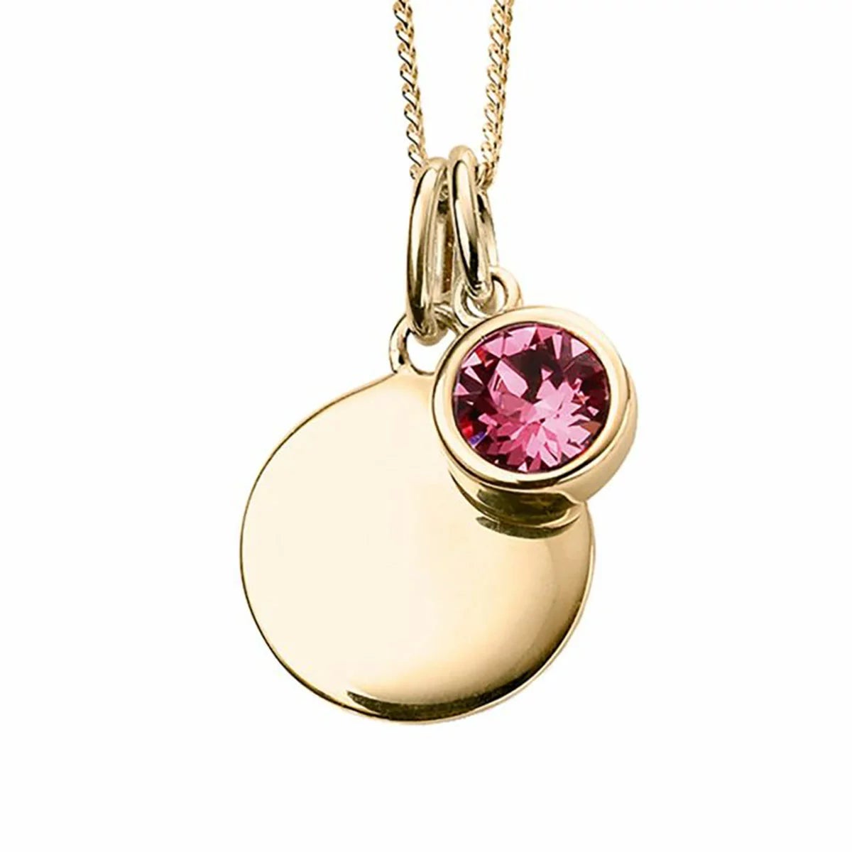 Beginnings Gold Plated Sterling Silver Birthstone Pendant Necklace & Disc on Chain, Personalisation Available, view 27