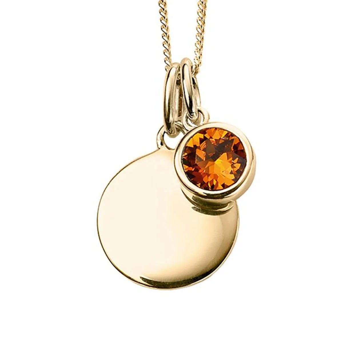Beginnings Gold Plated Sterling Silver Birthstone Pendant Necklace & Disc on Chain, Personalisation Available, view 29