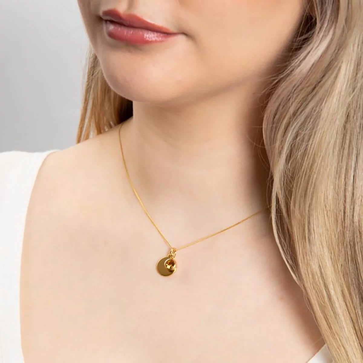 Beginnings Gold Plated Sterling Silver Birthstone Pendant Necklace & Disc on Chain, Personalisation Available, view 30