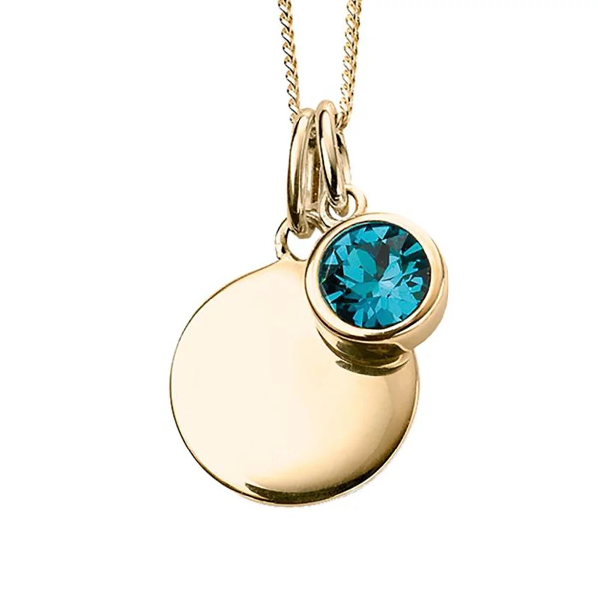 Beginnings Gold Plated Sterling Silver Birthstone Pendant Necklace & Disc on Chain, Personalisation Available, view 31