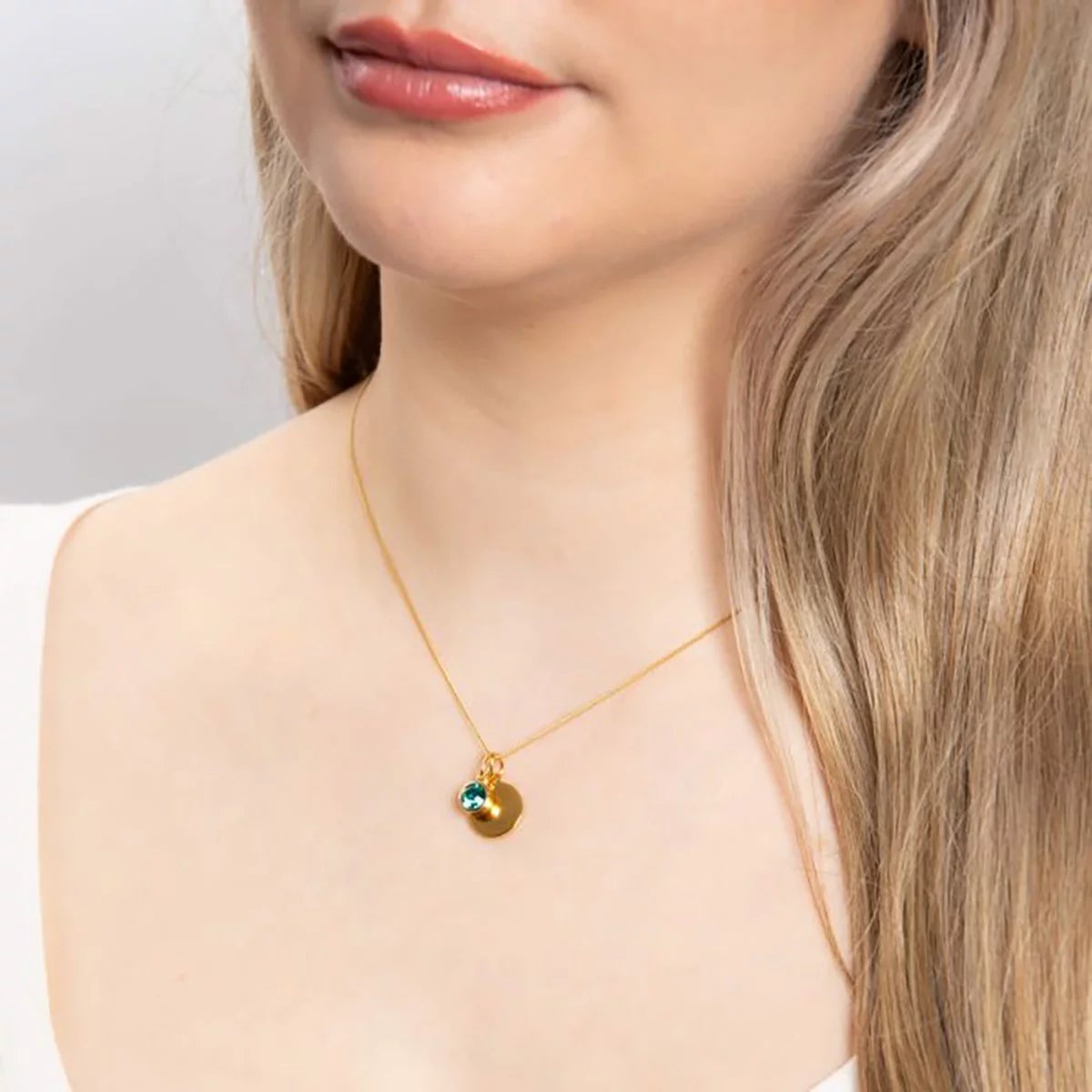 Beginnings Gold Plated Sterling Silver Birthstone Pendant Necklace & Disc on Chain, Personalisation Available, view 32