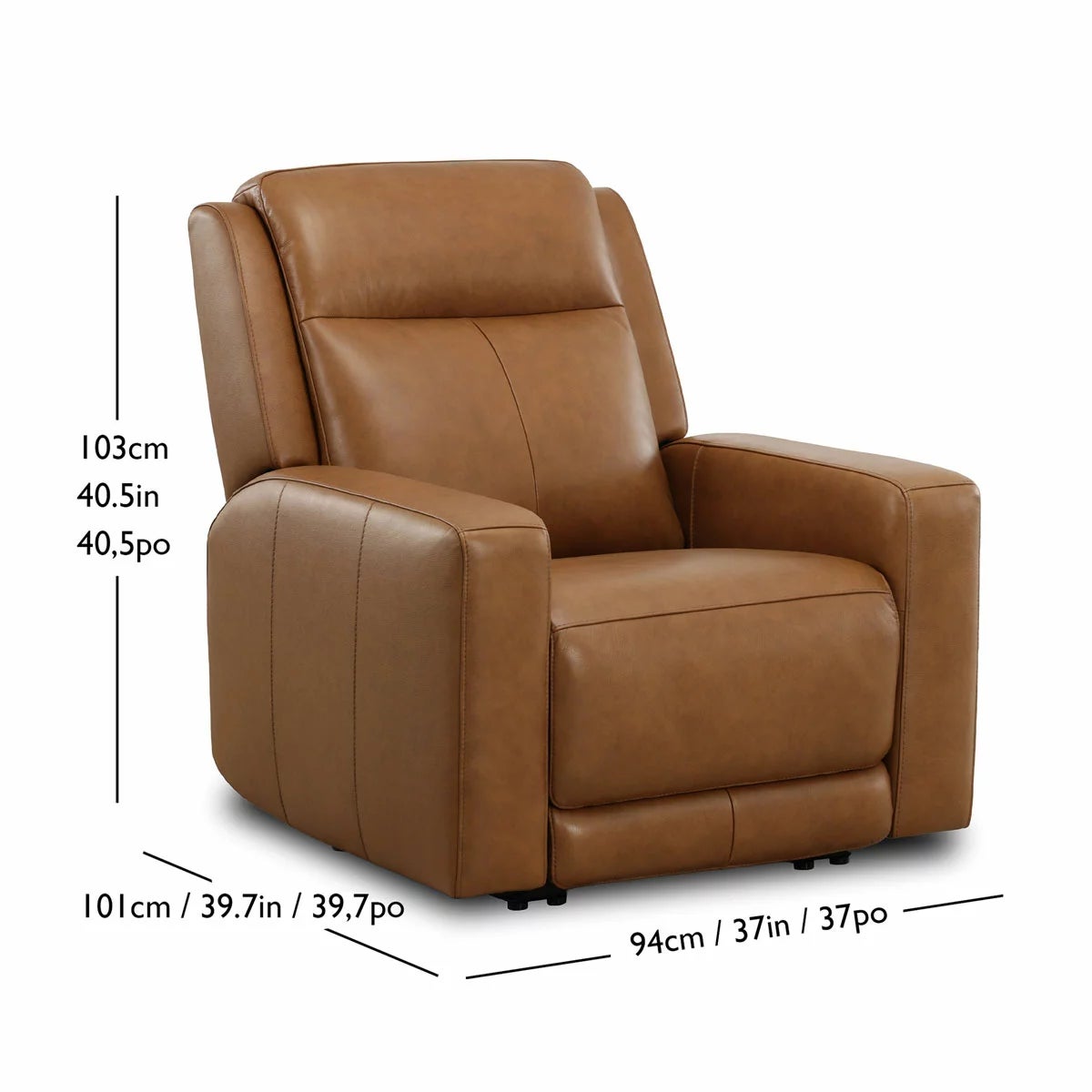 Simon Li Wren Brown Leather Power Reclining Armchair with Power Headrest, view 2