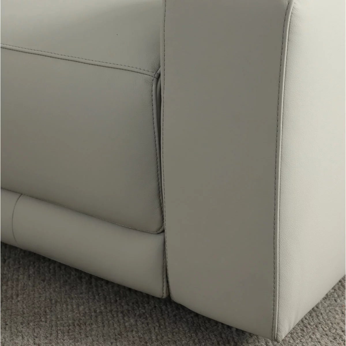 Simon Li Wren Light Grey Leather Power Reclining 3 Seater Sofa with Power Headrest, view 5