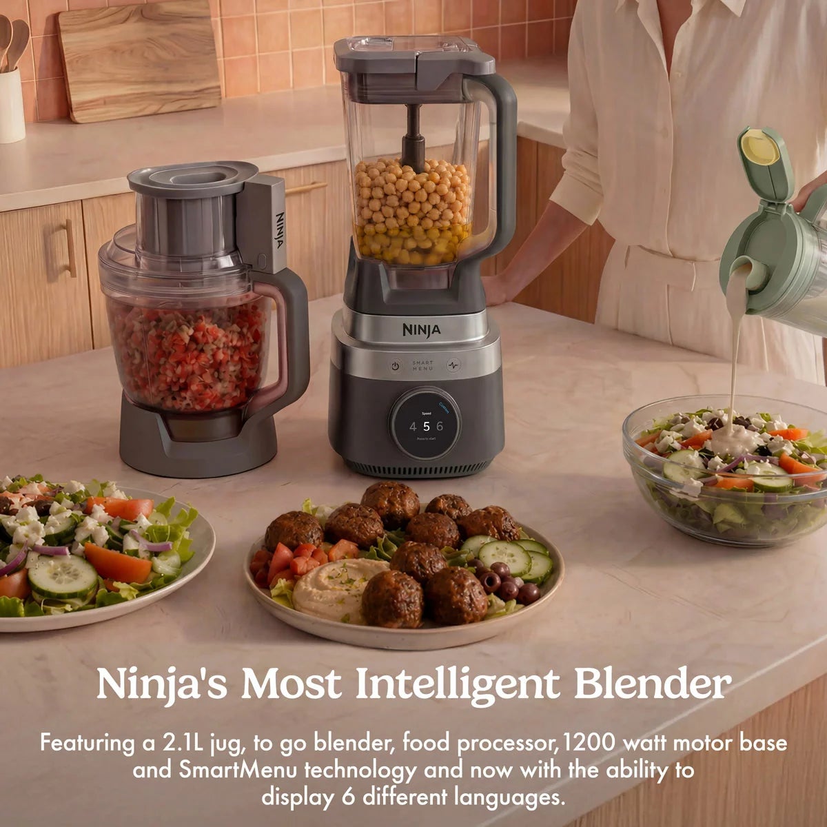 Ninja LB401UKBK CrushBOSS 3-in-1 Kitchen System With Food Processor & Tumbler in Oynx, view 3