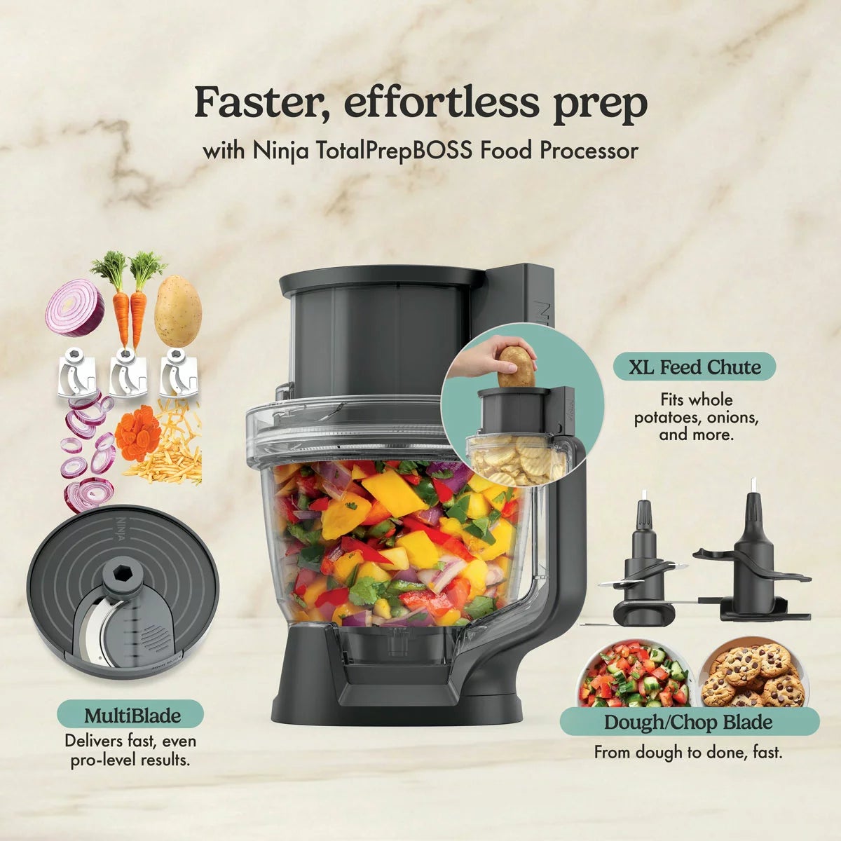 Ninja LB401UKBK CrushBOSS 3-in-1 Kitchen System With Food Processor & Tumbler in Oynx, view 2