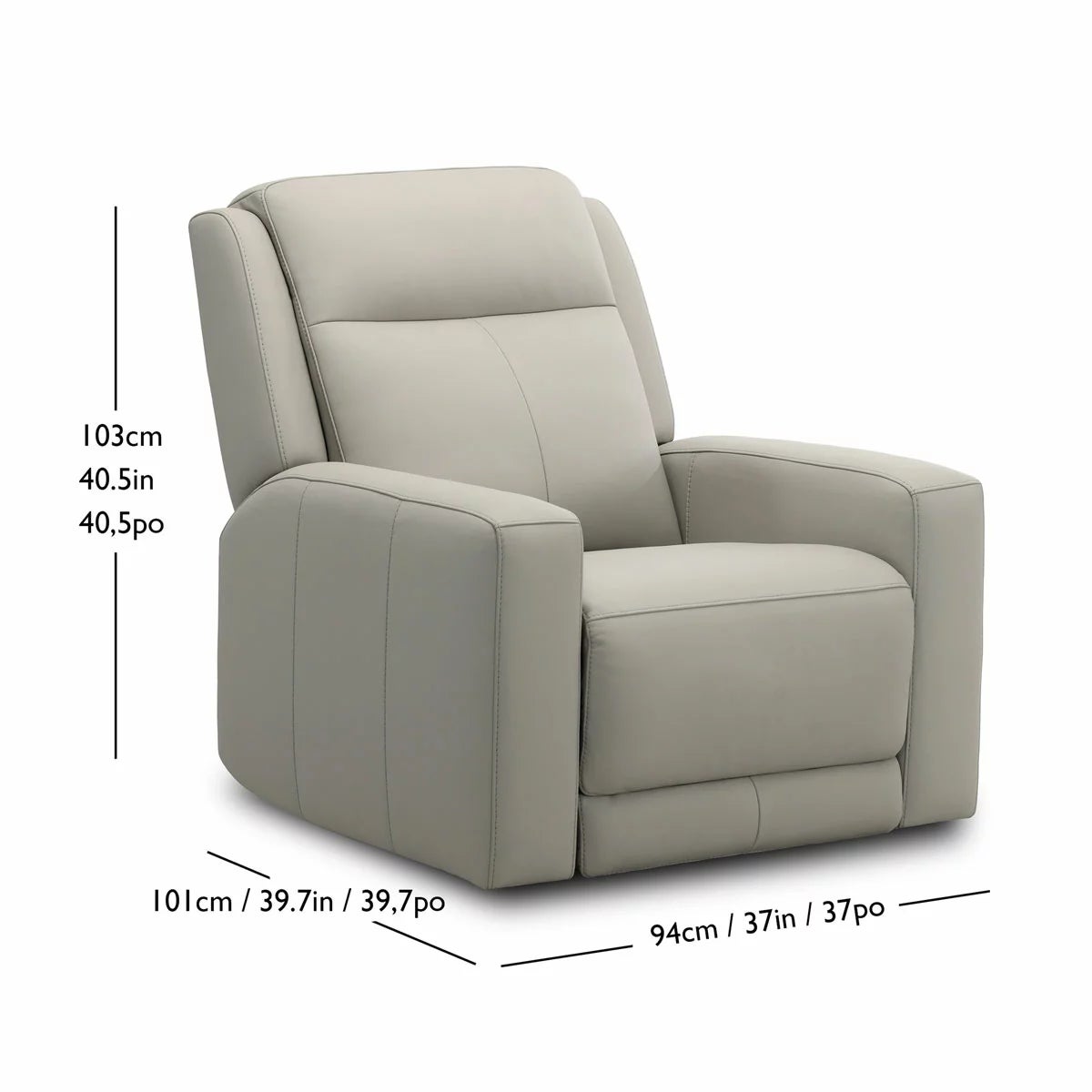 Simon Li Wren Light Grey Leather Power Reclining Armchair with Power Headrest, view 2