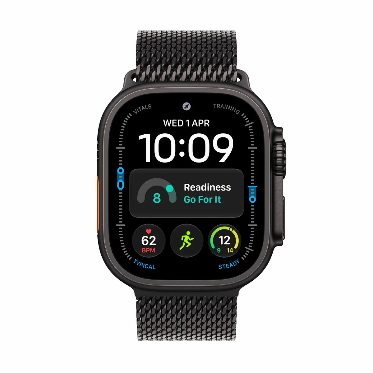 Apple Watch Ultra 4 GPS + Cellular, 49mm Titanium Case with Black Titanium Milanese Loop, view 2