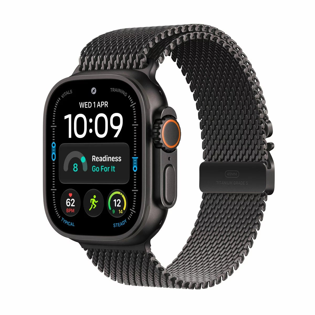 Apple Watch Ultra 4 GPS + Cellular, 49mm Titanium Case with Black Titanium Milanese Loop, view 9