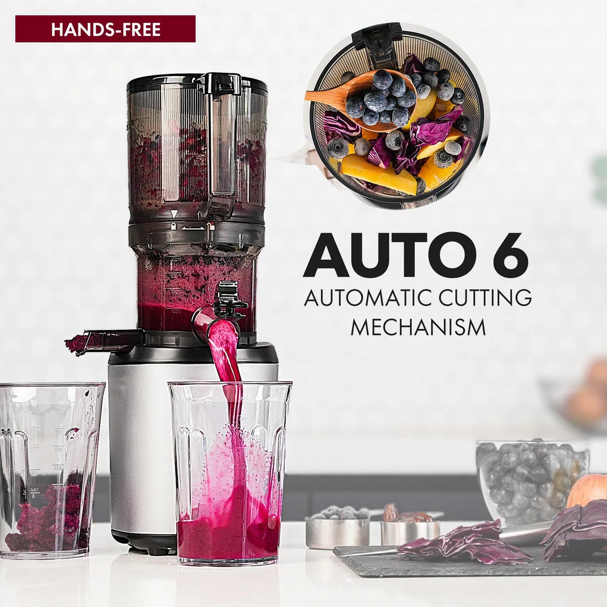Kuvings AUTO6 Hands Free Juicer in Gun Metal, view 5
