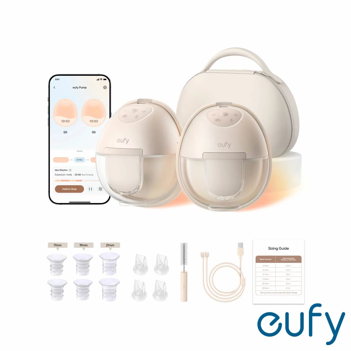 eufy S1 Pro Heated Electric Breast Pump with Charging Case & Replacement Accessories