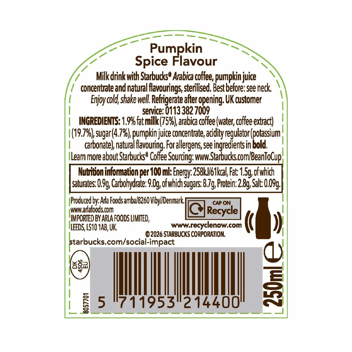 Starbucks Frappucino Pumpkin Spice, 8 x 250ml, view 2