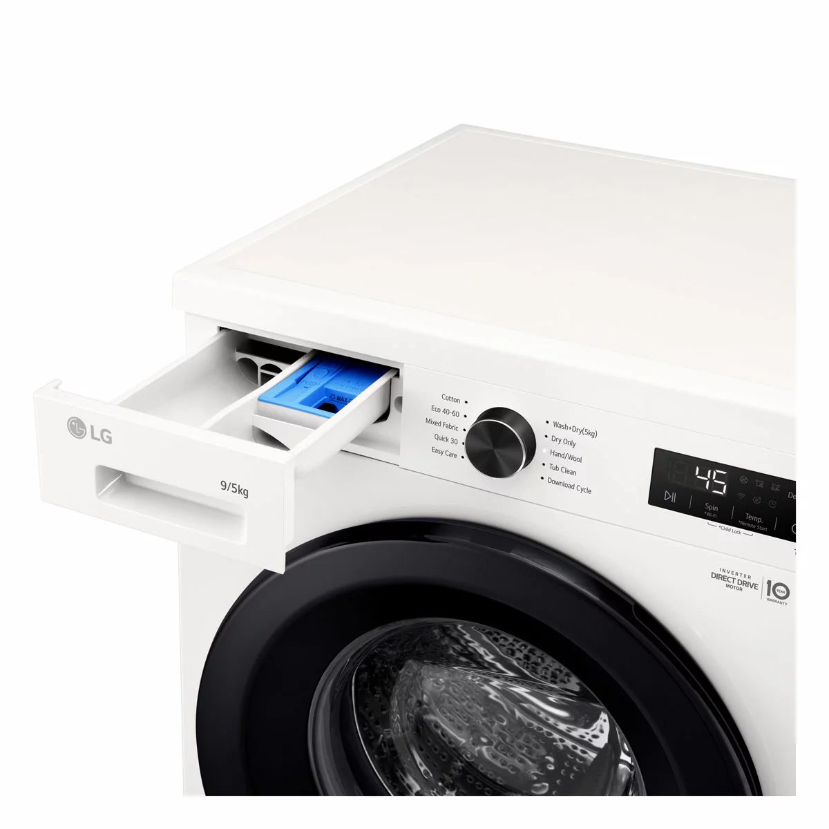 LG Series 2, W4X1095NWK 9/5kg Washer Dryer, E Rated in White, view 3