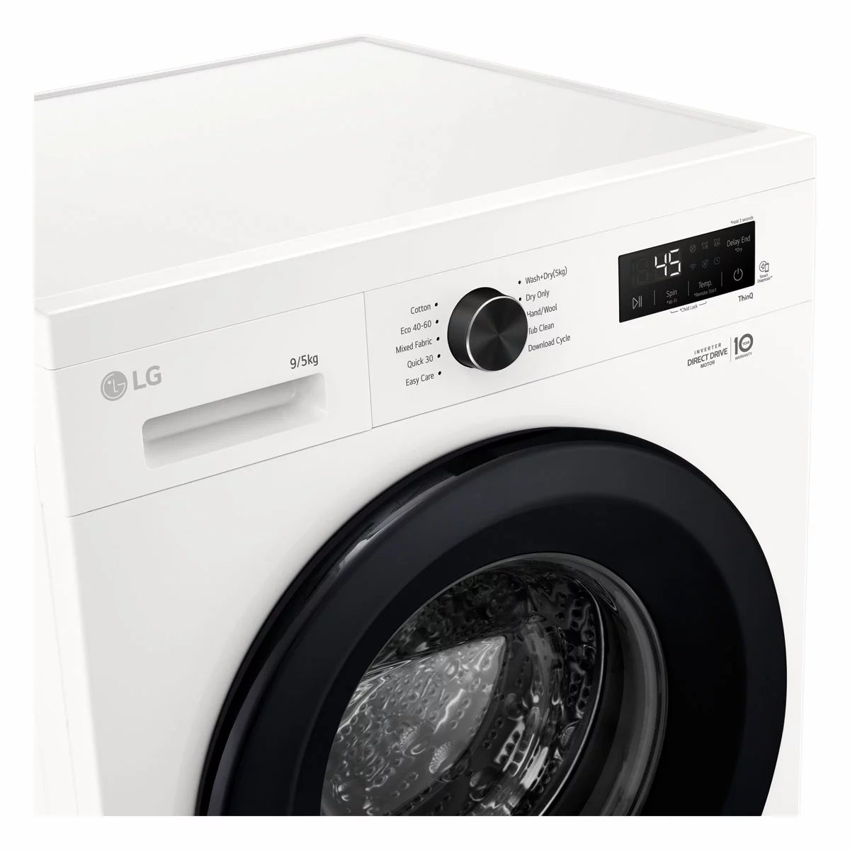 LG Series 2, W4X1095NWK 9/5kg Washer Dryer, E Rated in White, view 4